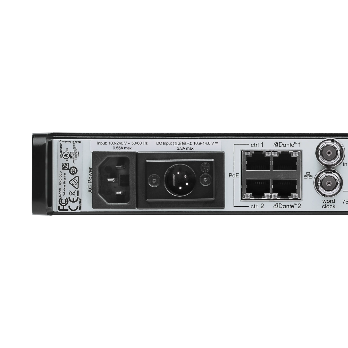 Shure AD4DUS – Axient Digital Two-Channel Wireless Receiver with US Power Supply Microphones Shure