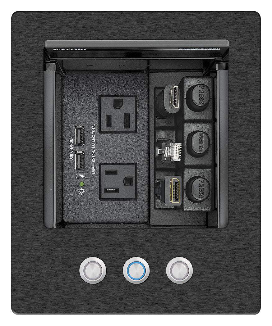 Extron Cable Cubby 500 Cable Access Enclosure Black w 3 Buttons-AC Module Not Included - Creation Networks