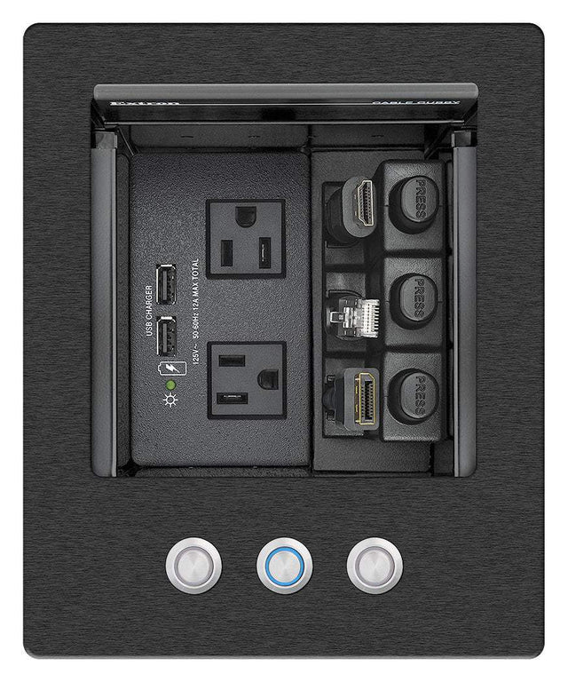 Extron Cable Cubby 500 Cable Access Enclosure Black w 3 Buttons-AC Module Not Included - Creation Networks