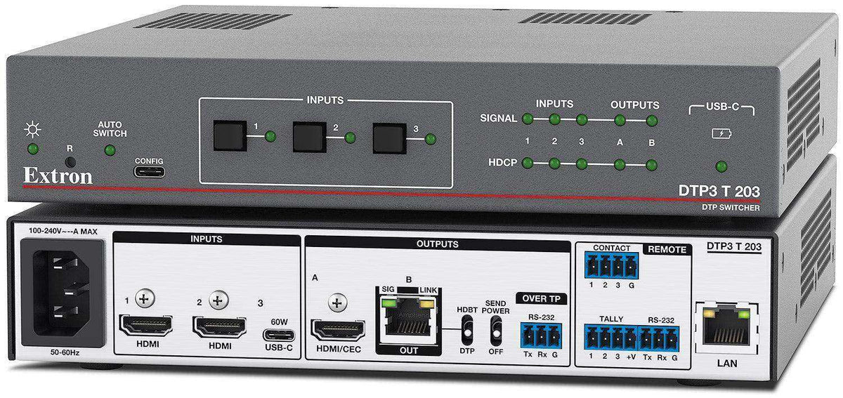Extron DTP3 T 203 Three Input 4K/60 Switcher with Integrated DTP3 Tran ...