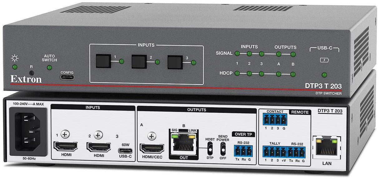 Extron DTP3 T 203 Three Input 4K/60 Switcher with Integrated DTP3 Transmitter - Creation Networks