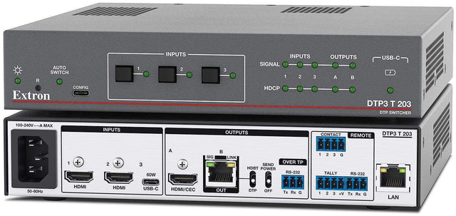 Extron DTP3 T 203 Three Input 4K/60 Switcher with Integrated DTP3 Transmitter - Creation Networks