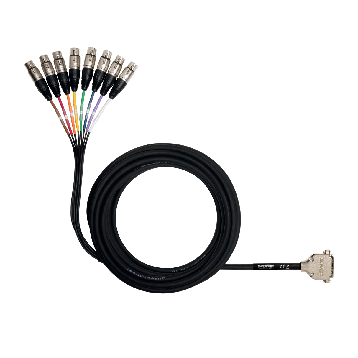 Shure DB25-XLRF 8 Channel DB25 to XLR Female Audio Snake, 25 ft. Microphones Shure