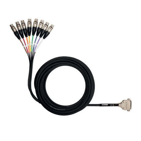 Shure DB25-XLRF 8 Channel DB25 to XLR Female Audio Snake, 25 ft. Microphnes Shure