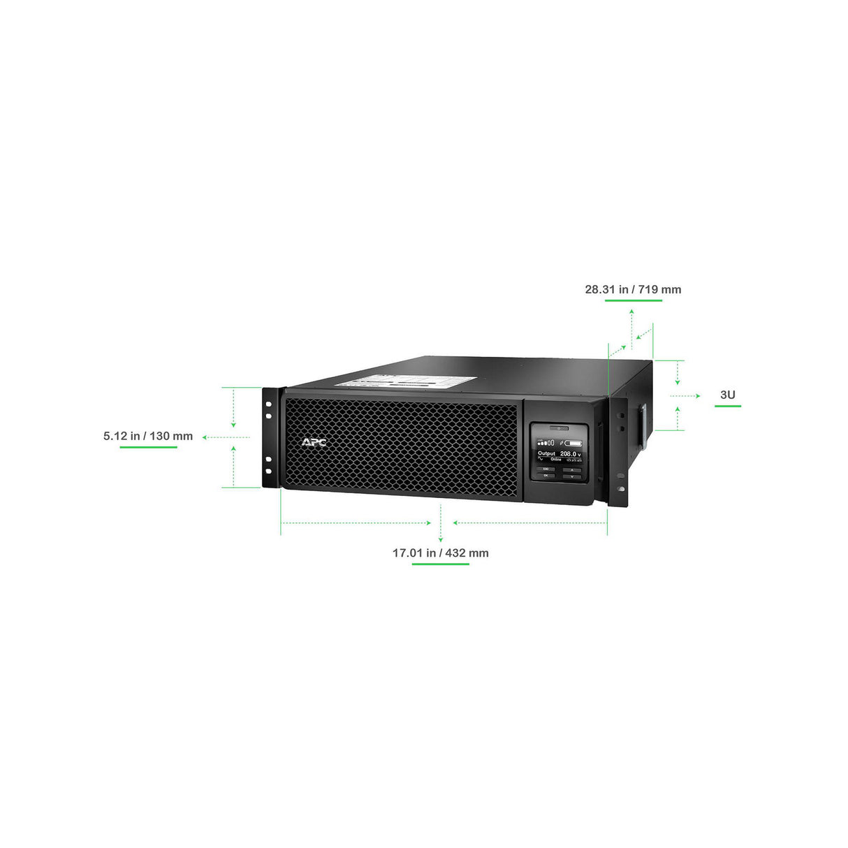 APC Smart-UPS On-Line SRT5KRMXLT-IEC 5000VA Rackmount 208V IEC Uninterruptible Power Supply APC