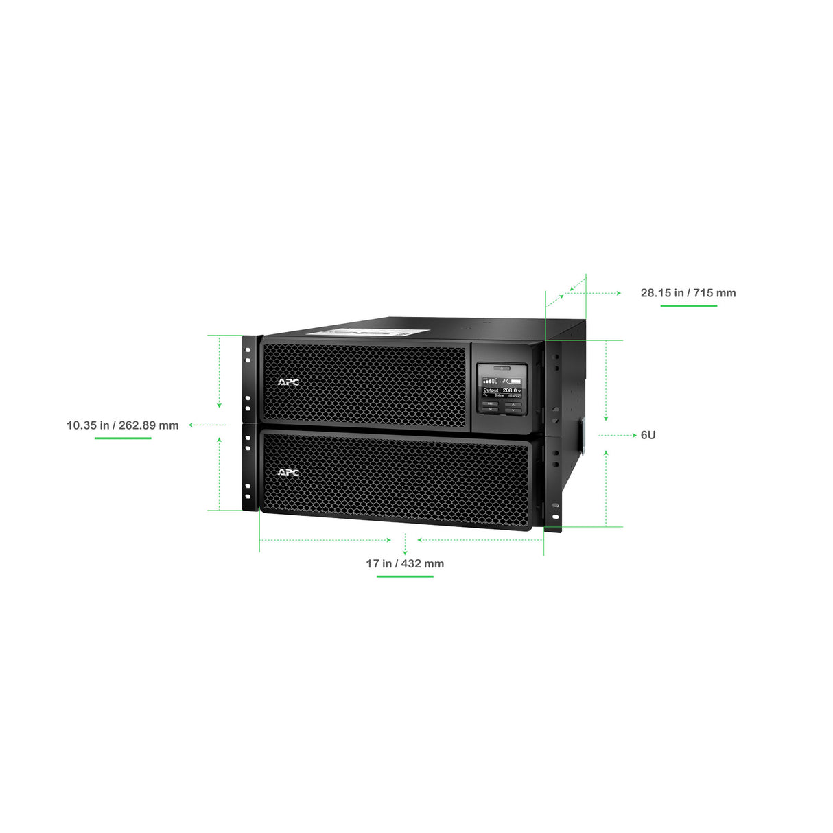 APC Smart-UPS On-Line SRT10KXLT 10000VA Tower 208V Uninterruptible Power Supply APC