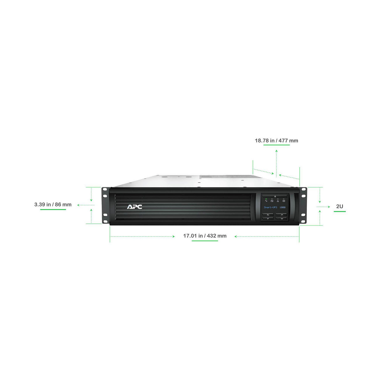 APC Smart-UPS SMT1000RM2UC 1000VA LCD RM 2U 120V with SmartConnect Uninterruptible Power Supply APC
