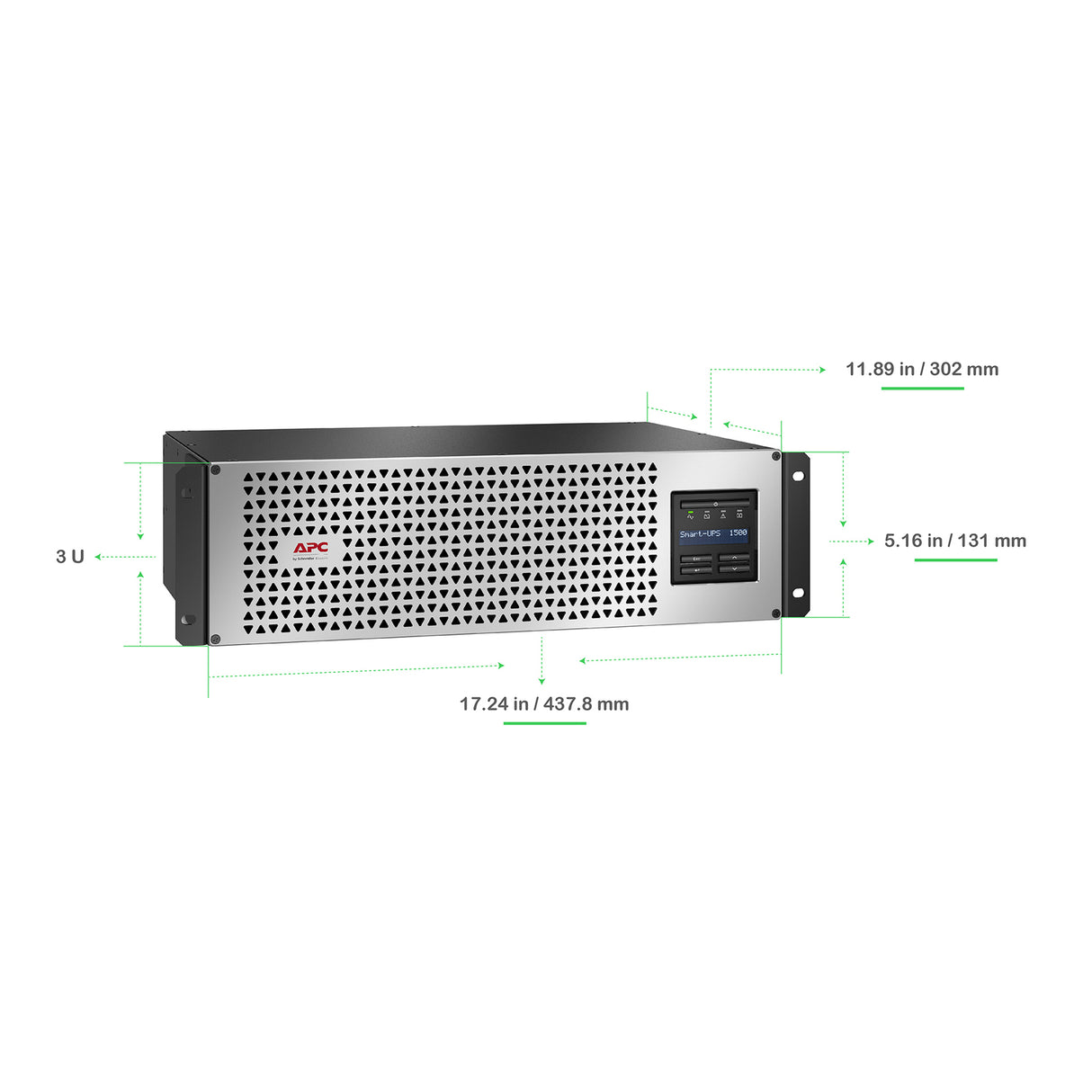 APC Smart-UPS SMTL1500RM3U-TWNC Lithium-Ion 1500VA Tower/RM 3U 120V with Network Card Uninterruptible Power Supply APC