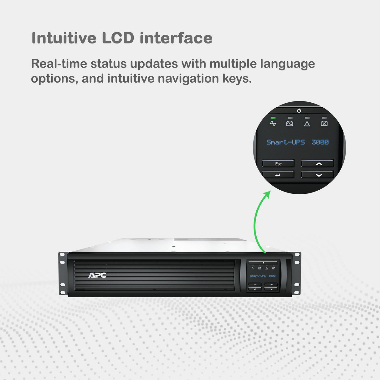 APC Smart-UPS SMT3000RM2UC 3000VA LCD RM 2U 120V with SmartConnect Uninterruptible Power Supply APC