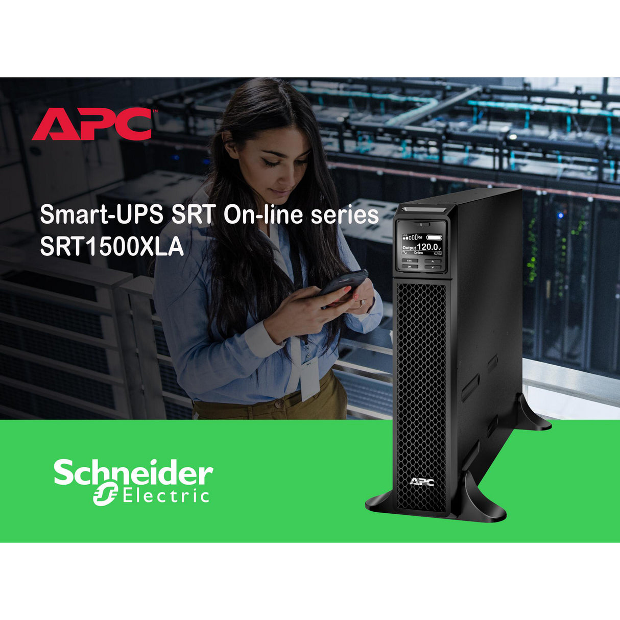 APC Smart-UPS SRT1500XLA 1500VA Sinewave Tower 120V Uninterruptible Power Supply APC