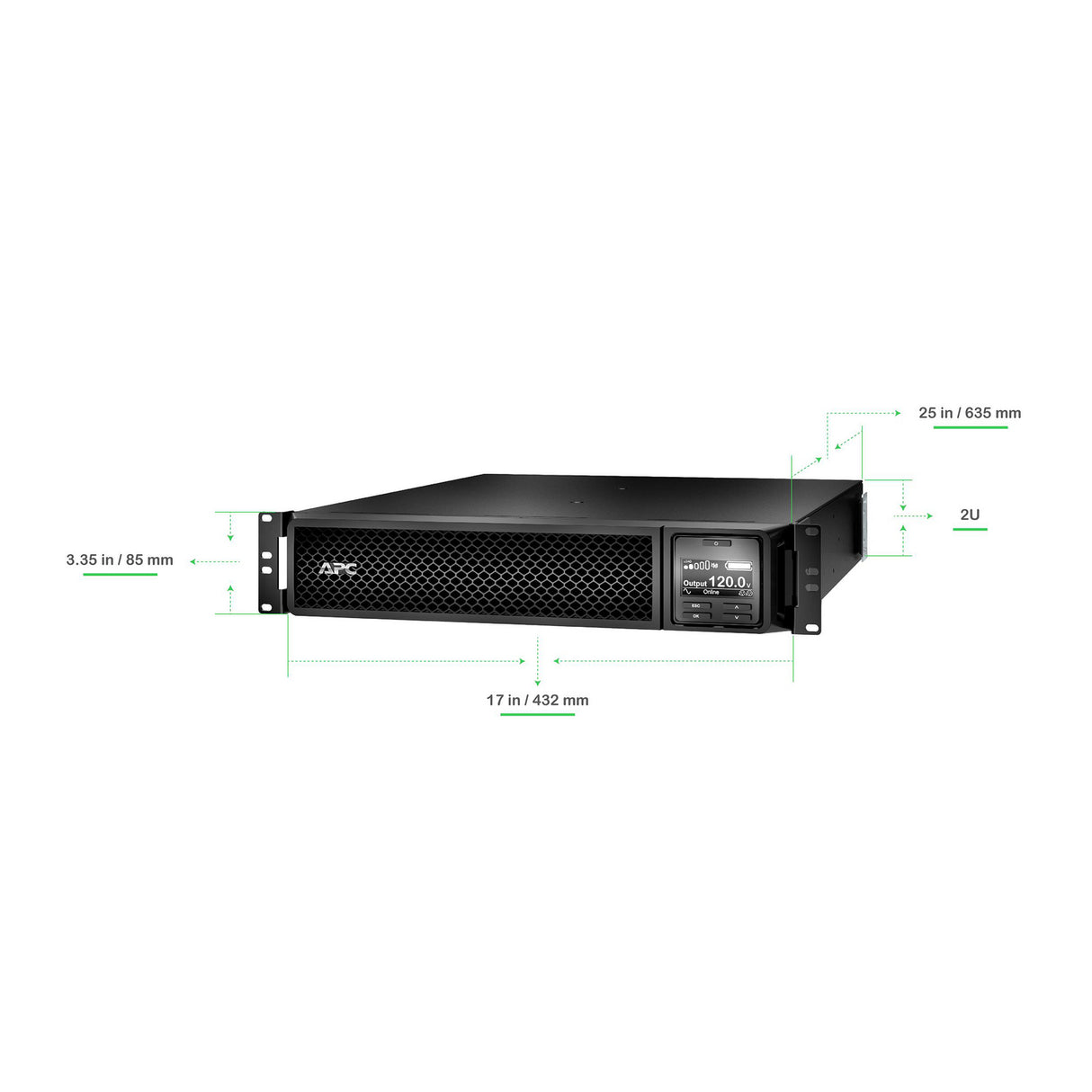 APC Smart-UPS SRT3000RMXLA 3000VA Sinewave RM 2U 120V Uninterruptible Power Supply APC