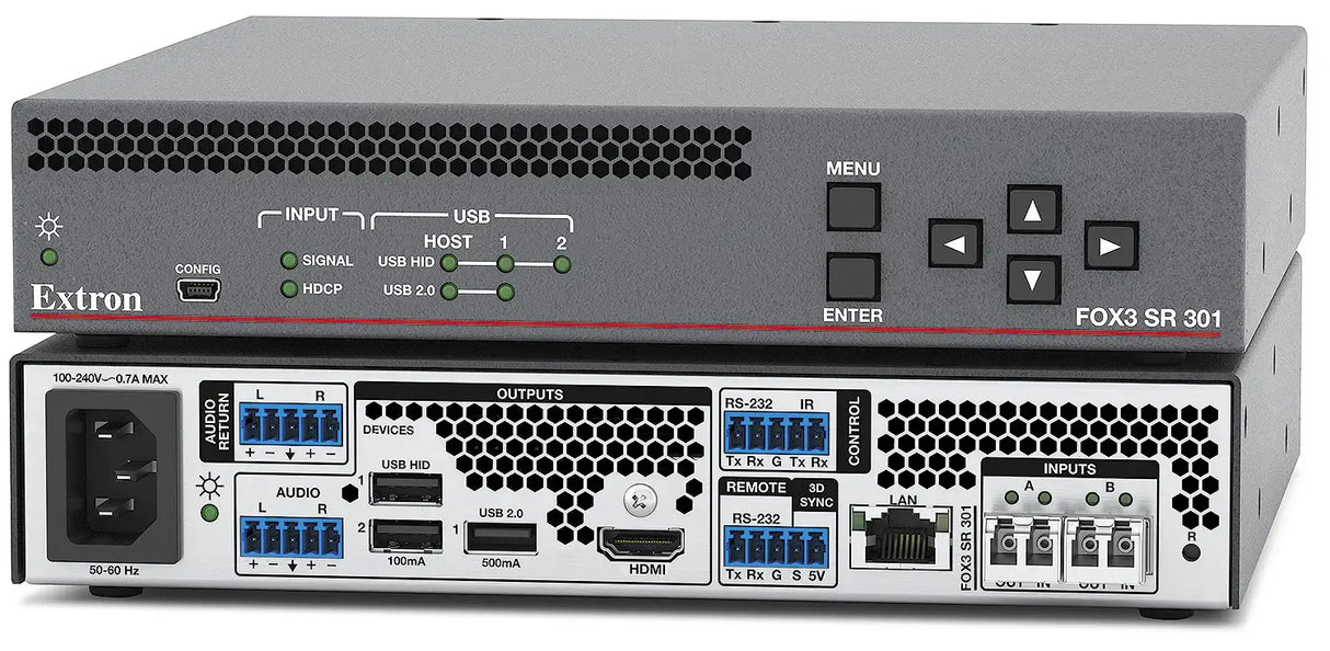Extron 60-1749-21 FOX3 SR 301 MM Fiber Optic Scaling Receiver for HDMI, USB, Audio, Control, and 3D Sync