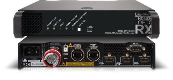 Lightware HDMI20-OPTC-RX220-FOX HDMI 2.0 Full 4K Fiber Optical Extender with Gigabit Ethernet - 91550002