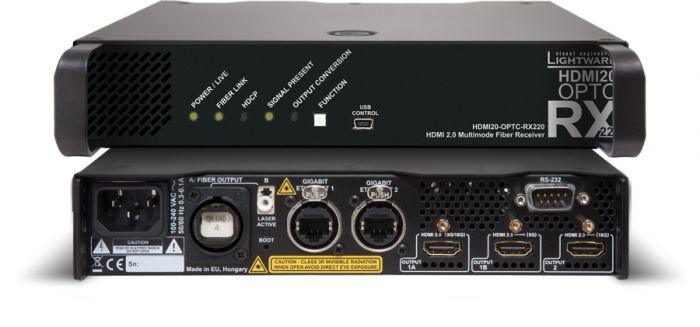 Lightware HDMI20-OPTC-RX220-NTQ HDMI 2.0 Full 4K Fiber Optical Extender with Gigabit Ethernet - 91550006