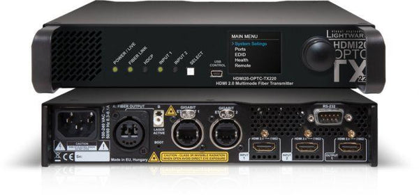 Lightware HDMI20-OPTC-RX220-PRO HDMI 2.0 Full 4K Fiber Optical Extender with Gigabit Ethernet - 91550044