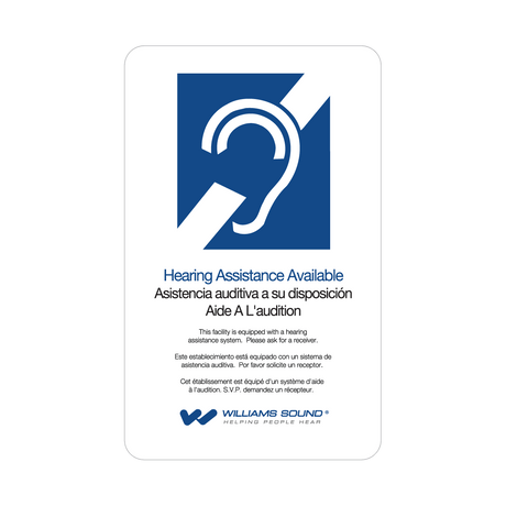 Williams AV IDP 018 – Auracast Assistive Listening Wall Plaque Interpreter Signs Williams AV