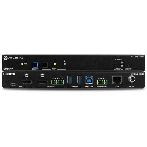 Atlona Omega 4K/UHD meeting hub with USB-C and HDMI inputs and HDMI output  - AT-OME-MH21-CP