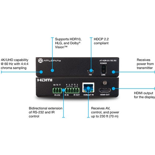 Atlona HDBaseT 4K HDMI Receiver - AT-HDR-EX-70C-RX