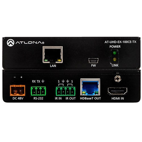 Atlona 4K/UHD HDMI over HDBaseT Transmitter - Ethernet, Control, & PoE - AT-UHD-EX-100CE-TX