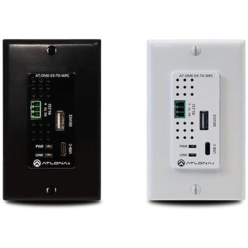 Atlona Omega Single Gang Wall Plate with USB-C Input and USB Data Support - AT-OME-EX-TX-WPC