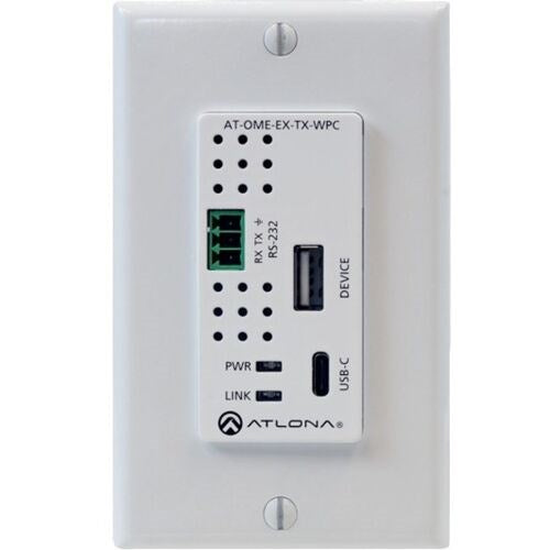 Atlona Omega Single Gang Wall Plate with USB-C Input and USB Data Support - AT-OME-EX-TX-WPC