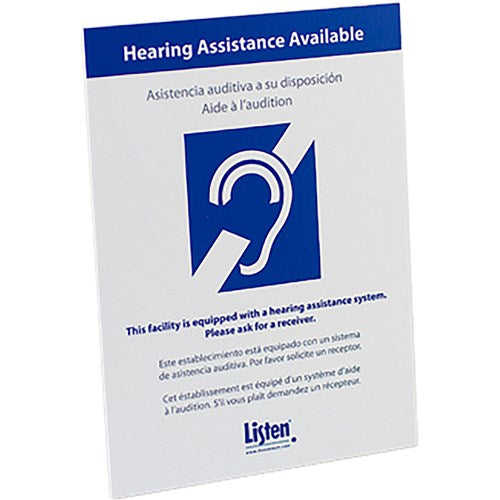 Listen Tech LA-303 Multi-Lingual Assistive Listening Notification Sign