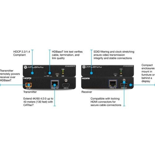 Atlona Avance 4K HDMI Transmitter and Receiver Kit with Remote Power - AT-AVA-EX70-KIT