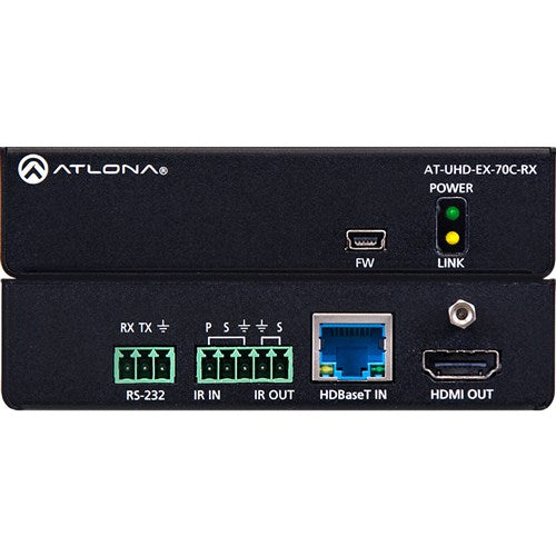 Atlona 4K/UHD HDMI Over HDBaseT Receiver with Control and PoE (70m) - AT-UHD-EX-70C-RX