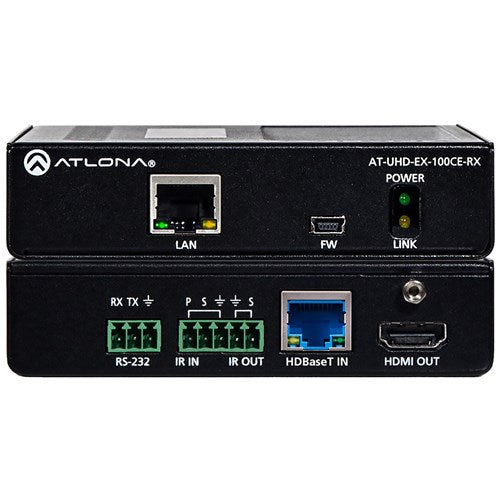 Atlona 4K/UHD HDMI over HDBaseT Receiver - Ethernet, Control, & PoE - AT-UHD-EX-100CE-RX