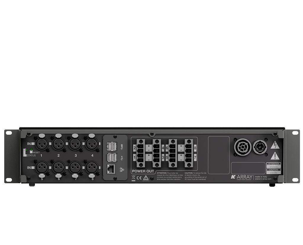 K-Array Kommander KA208 Class D, 2U-rack amplifier with DSP and remote control (8x2500W @ 4 Ω) - Creation Networks