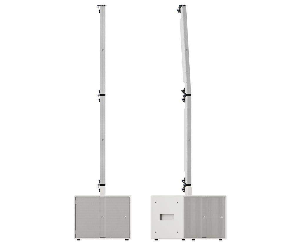 K-Array Pinnacle KR202W II Powered stereo system composed of 1 KS2 I + 1 KS2P I + 4 KK102 I + mounting hardware (White) - Creation Networks