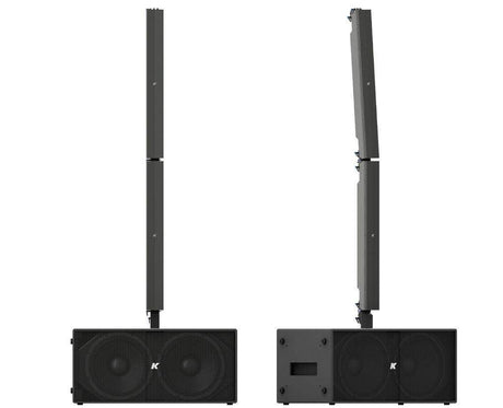 K-Array Pinnacle KR802 II Powered stereo system composed of 1 KS4 I + 1 KS4P I + 4 KY102 + mounting hardware (Black) - Creation Networks
