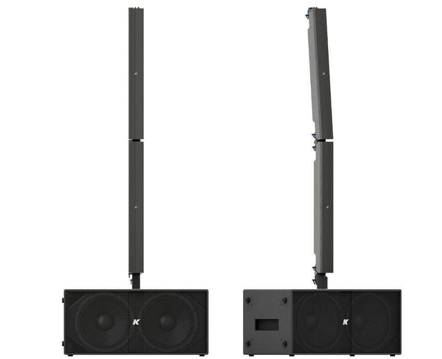 K-Array Pinnacle KR802 II Powered stereo system composed of 1 KS4 I + 1 KS4P I + 4 KY102 + mounting hardware (Black) - Creation Networks
