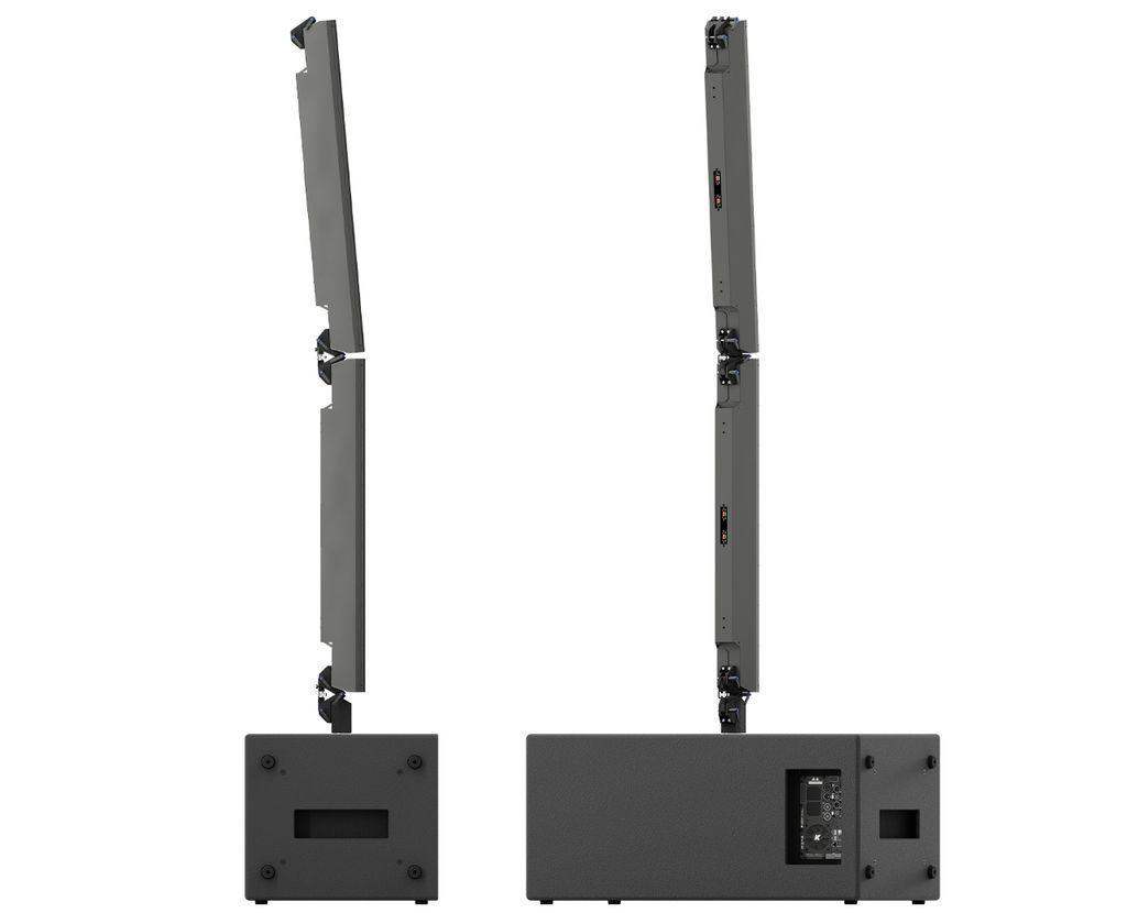 K-Array Pinnacle KR802 II Powered stereo system composed of 1 KS4 I + 1 KS4P I + 4 KY102 + mounting hardware (Black) - Creation Networks