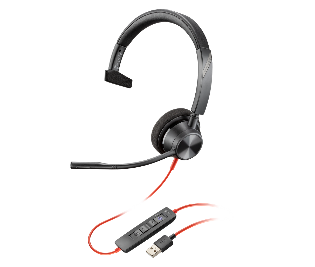 Poly Blackwire 3310 Microsoft Teams Certified Headset +USB-C/A Adapter TAA Poly Headset Poly