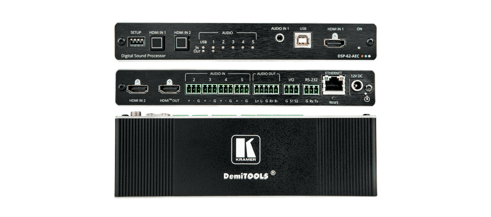 Kramer DSP-62-AEC 6x2 PoE Audio Matrix with DSP and AEC - Creation Networks