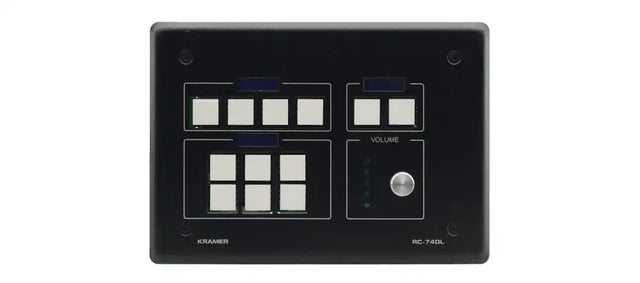 Kramer RC-74DL(B) 12–Button Ethernet and KNET™ Control Keypad with Knob and Displays (US, Black) - Creation Networks