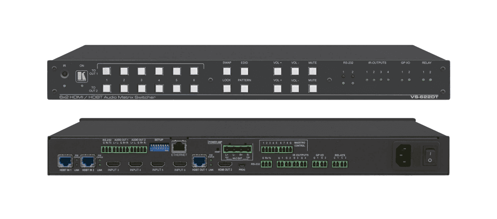 Kramer VS-622DT 6x2 UHD HDMI Matrix Switcher with HDMI and HDBT outputs - Creation Networks