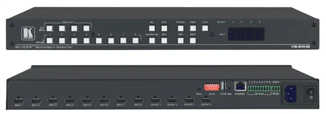 Kramer VS-84H2 8x4 4K HDR HDCP 2.2 Matrix Switcher with Digital Audio Routing - Creation Networks