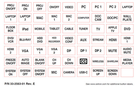 Extron NBP 200 3-Gang, Black and White, 10 Button Video Extron