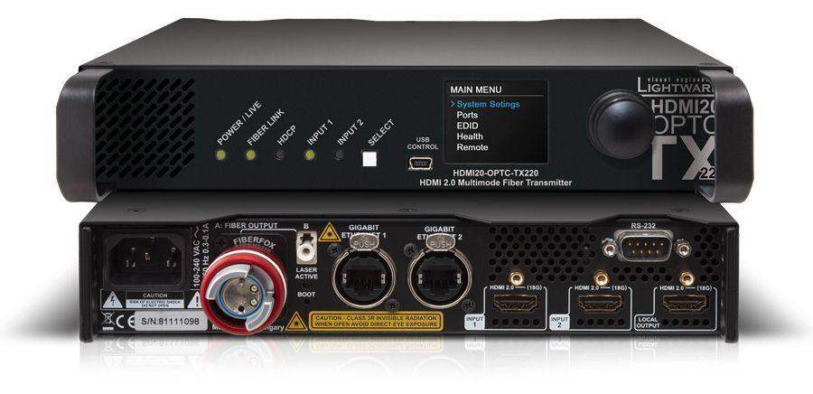 Lightware HDMI20-OPTC-TX220-FOX HDMI 2.0 Full 4K Fiber Optical Extender with Gigabit Ethernet - 91550001 - Creation Networks