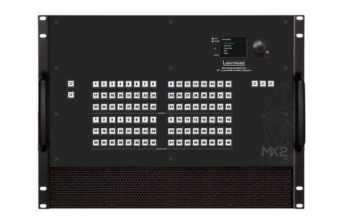 Lightware MX2-48x48-DH-48DPio-A-R Full 4K Matrix Switcher with 48x48 DisplayPort 1.2 Input and HDMI 2.0 Output Ports - 91310074 - Creation Networks