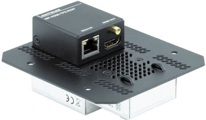 Lightware WP-HDMI-TPS-RX97-FP-8AT Wallplate (WP) TPS Extender for Single CATx Cable with PoE - 91540094 - Creation Networks