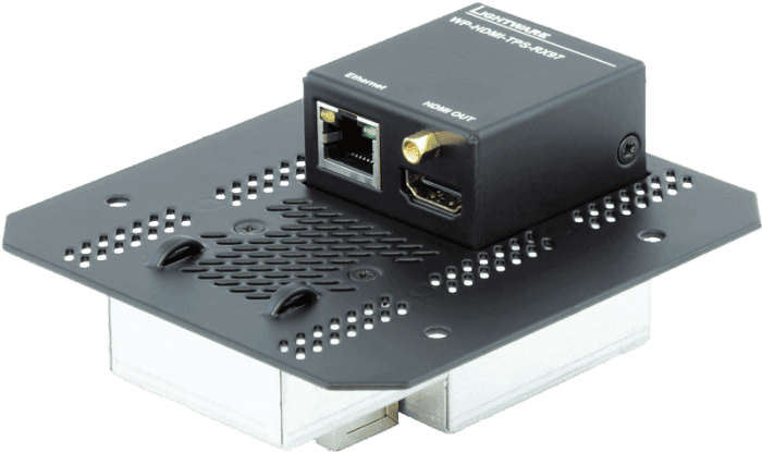 Lightware WP-HDMI-TPS-RX97-FP-8AT Wallplate (WP) TPS Extender for Single CATx Cable with PoE - 91540094 - Creation Networks