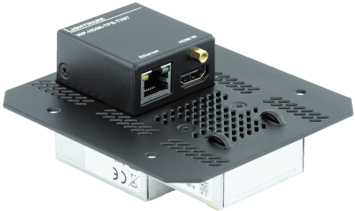 Lightware WP-HDMI-TPS-TX97-FP-8AT Wallplate (WP) TPS Extender for Single CATx Cable with PoE - 91540090 - Creation Networks