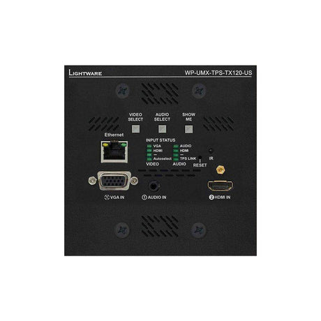 Lightware WP-UMX-TPS-TX120-US Black UMX Series TPS (HDBaseTTM) Wallplate for VGA and HDMI - 91540014 - Creation Networks