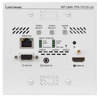 Lightware WP-UMX-TPS-TX120-US White UMX Series TPS (HDBaseTTM) Wallplate for VGA and HDMI - 91540041 - Creation Networks