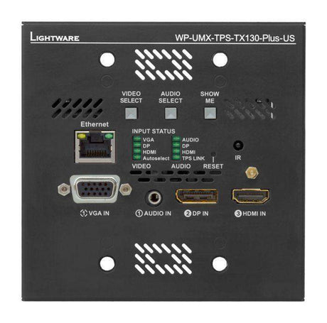 Lightware WP-UMX-TPS-TX130-Plus-US Black UMX Series TPS (HDBaseTTM) Wallplate for VGA and HDMI - 91540071 - Creation Networks