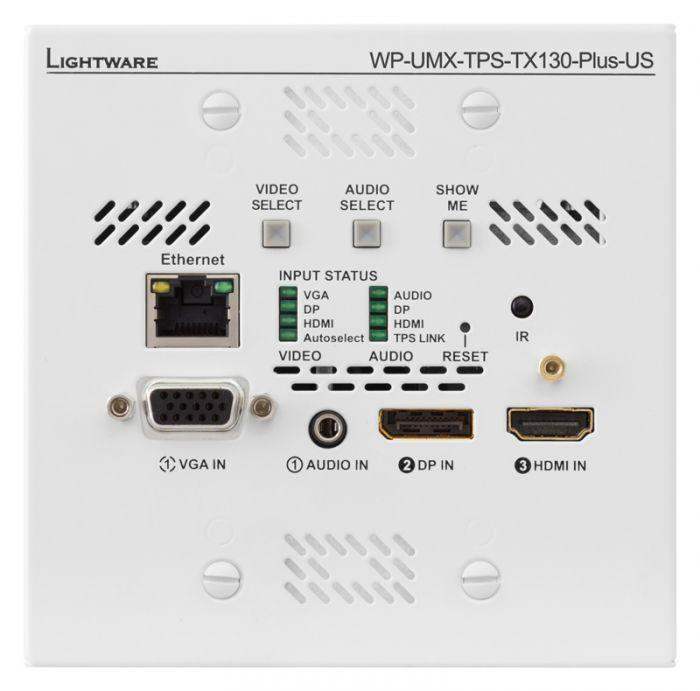 Lightware WP-UMX-TPS-TX130-Plus-US White UMX Series TPS (HDBaseTTM) Wallplate for VGA and HDMI - 91540072 - Creation Networks