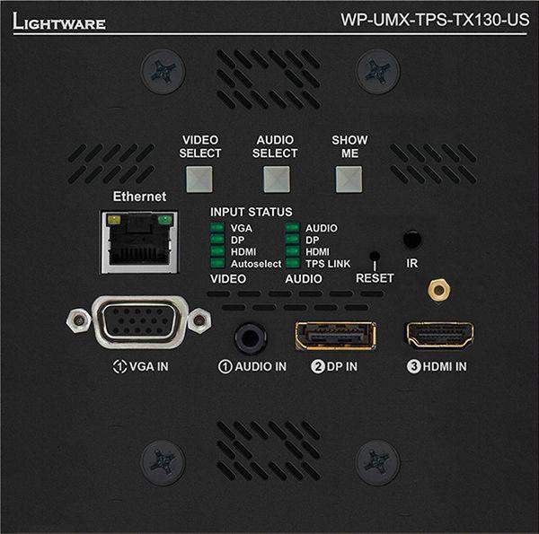 Lightware WP-UMX-TPS-TX130-US Black UMX Series TPS (HDBaseTTM) Wallplate for VGA and HDMI - 91540009 - Creation Networks